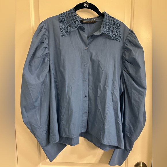 Zara Lace Detail Button Up Shirt - Picture 2 of 3